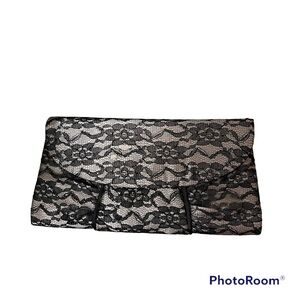 Black Lace Overlay Clutch
